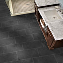 Ostrich grey 12 in x 24 in guaged quartzite floor and wall tile SOSTGREY1224G product shot outdoor view
