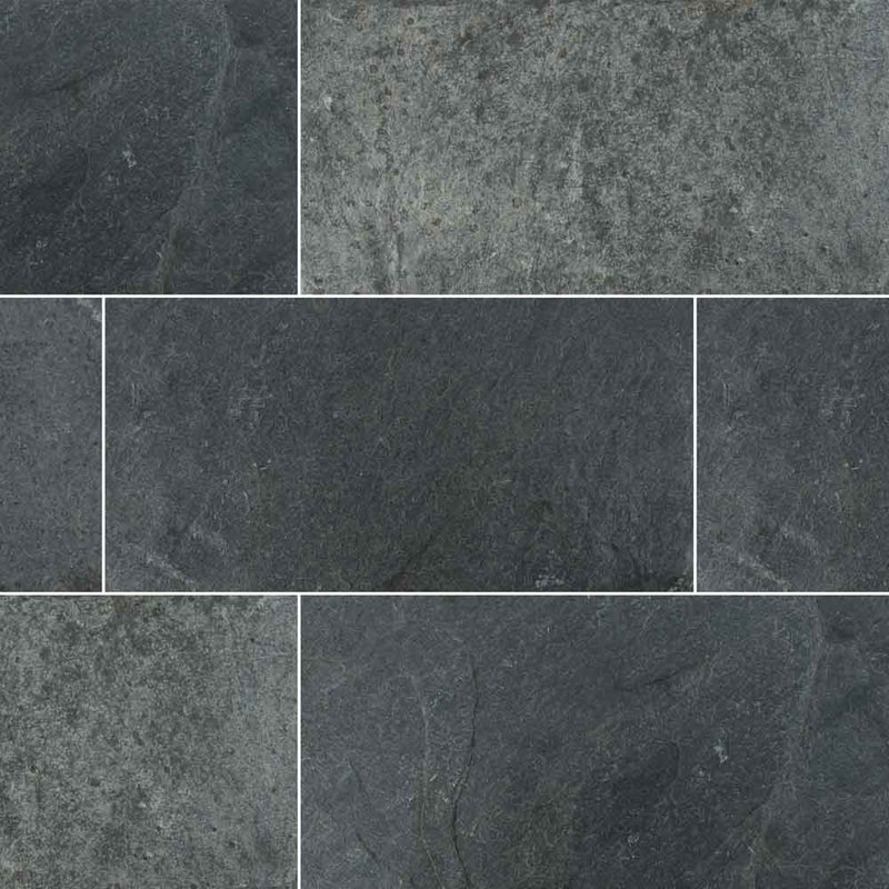 Ostrich grey 12 in x 24 in guaged quartzite floor and wall tile SOSTGREY1224G product shot top view