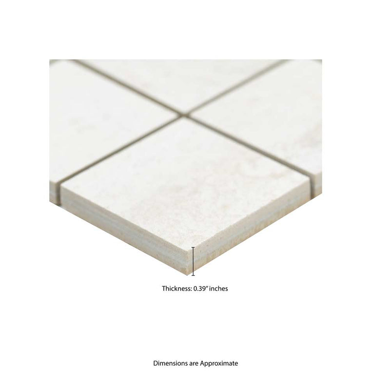 Oxide blanc 12 in x 12 in matte porcelain mosaic tile NOXIBLA2X2 product shot measurement view 2