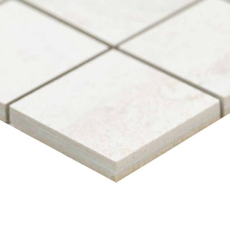Oxide blanc 12 in x 12 in matte porcelain mosaic tile NOXIBLA2X2 product shot profile view