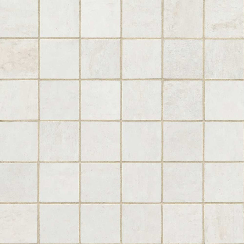 Oxide blanc 12 in x 12 in matte porcelain mosaic tile NOXIBLA2X2 product shot wall view