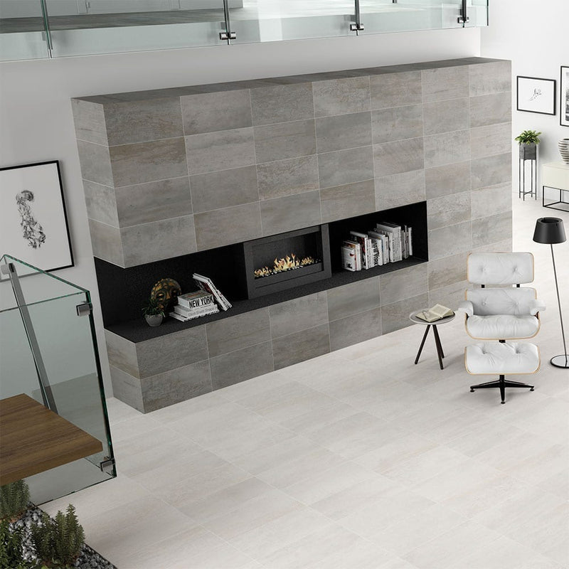 Oxide blanc 24x48 matte porcelain floor and wall tile NOXIBLA2448 product shot living room view