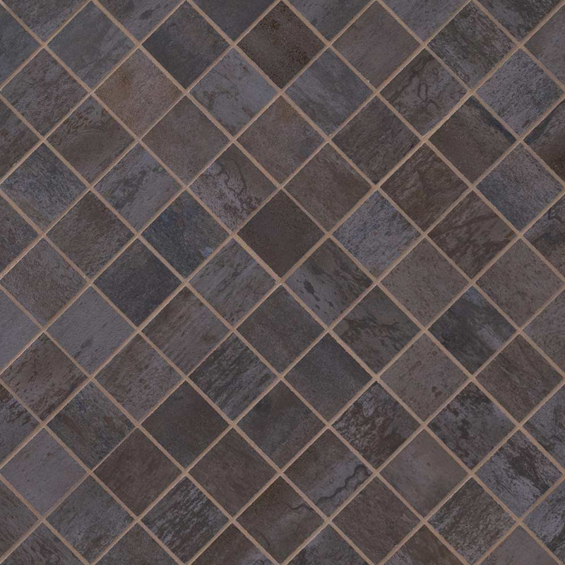 Oxide iron 12 in x 12 in matte porcelain mosaic tile NOXIIRO2X2 product shot angle view