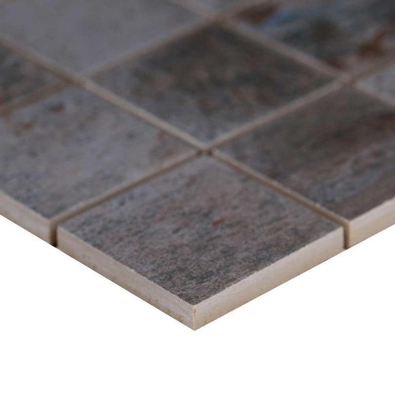 Oxide iron 12 in x 12 in matte porcelain mosaic tile NOXIIRO2X2 product shot profile view