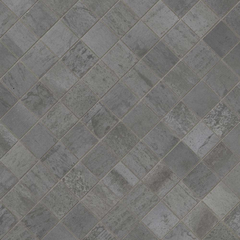 Oxide magnetite 12 in x 12 in matte porcelain mosaic tile NOXIMAG2X2 product shot angle view