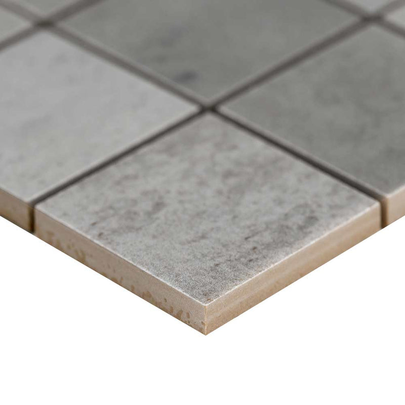Oxide magnetite 12 in x 12 in matte porcelain mosaic tile NOXIMAG2X2 product shot profile view