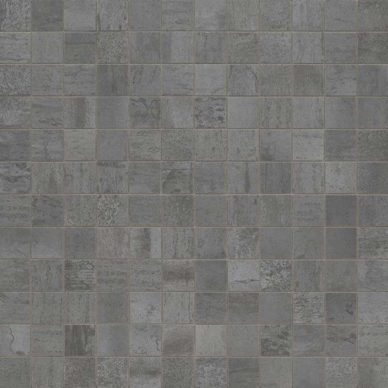 Oxide magnetite 12 in x 12 in matte porcelain mosaic tile NOXIMAG2X2 product shot wall view 2