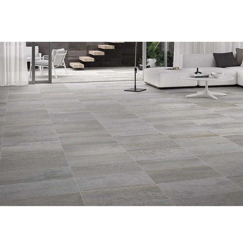 Oxide 24"x48" Matte Porcelain Magnite Floor and Wall Tile - MSI Collection product shot staircase view 2