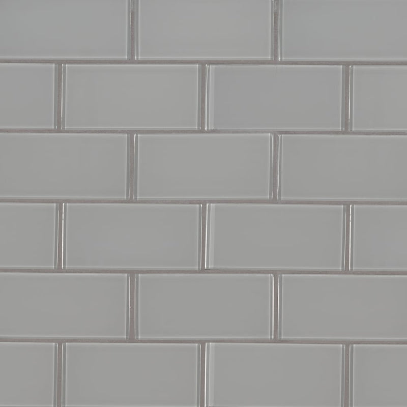 Oyster gray 3x6 glossy glass  subway tile SMOT-GL-T-OYGR36 product shot wall view