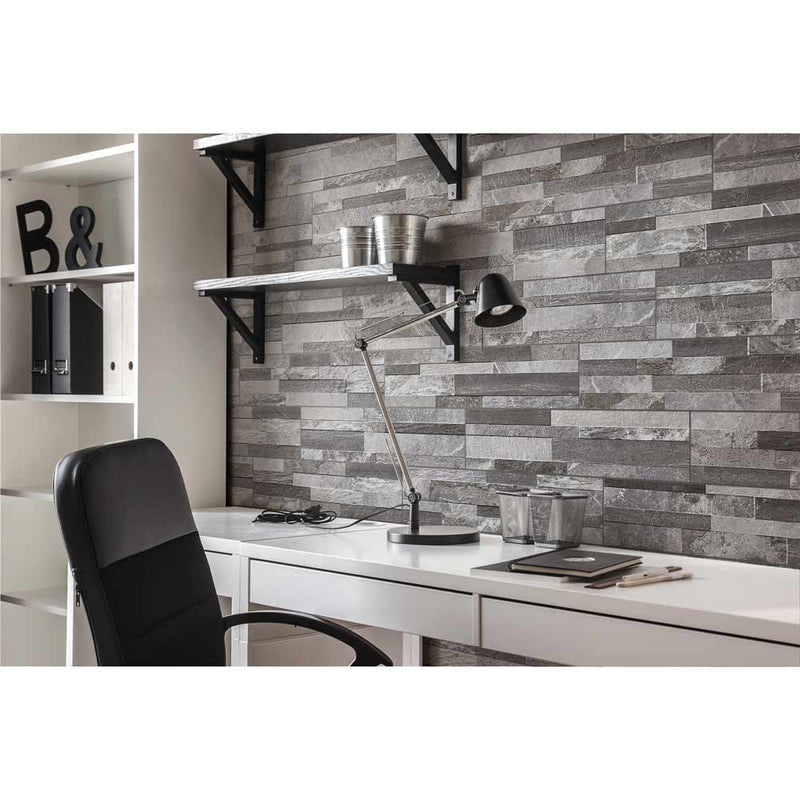 Palisade grey ledger panel 6 x 24 glazed porcelain wall tile msi collection NPALGRE6X24 product shot desk view
