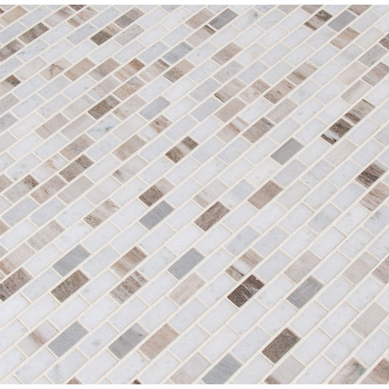 Palisandro Mini Brick Marble Mesh-Mounted Mosaic Tile 12"x12" Polished - MSI Collection