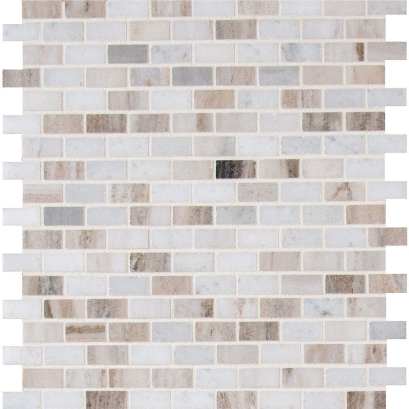 Palisandro mini brick 12x12 polished marble mesh mounted mosaic tile SMOT-PALI-MB10MM product shot multiple tiles view