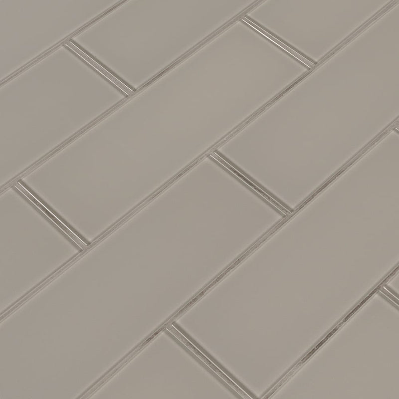 Pebble 3x9 glossy glass gray subway tile SMOT GL T PEB39 product shot angle view
