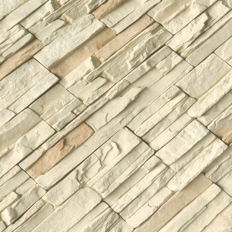 Peninsula cream stacked stone 9x19.5 natural manufactured stone LPNLEPENCRE6 product shot angle ledger view