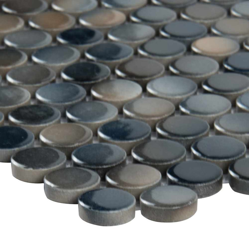Penny round azul 11.5X12.63 porcelain mesh mounted mosaic tile SMOT-PT-PENRD-AZUL product shot profile view