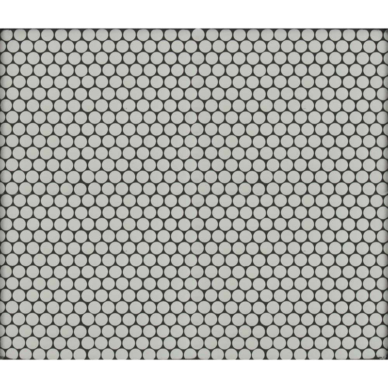 Penny round bianco 11.5X11.63 matte porcelain mesh mounted mosaic tile SMOT-PT-PENRD-BIAM product shot multiple tiles top view