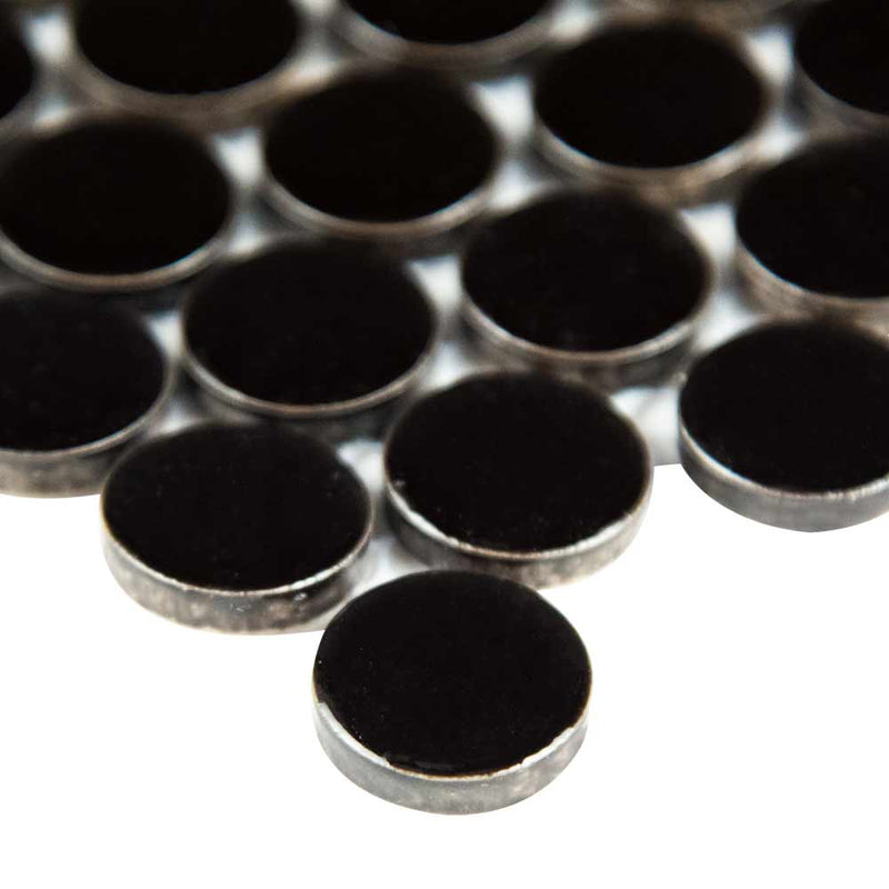 Penny round nero 12.5X13.38 porcelain mesh mounted mosaic tile SMOT-PT-PENRD-NERO product shot profile view