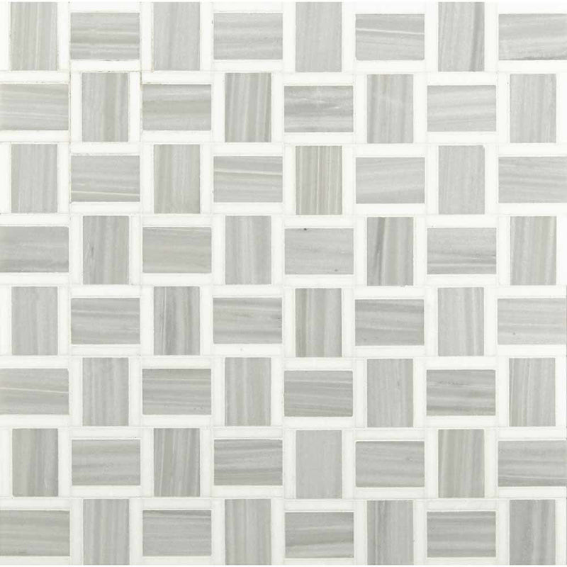 Peoria pattern 12X12 polished marble mesh mounted mosaic tile SMOT-PEORIA-POL product shot multiple tiles top view