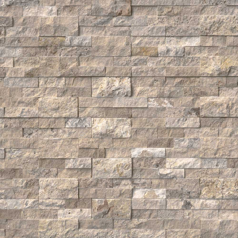 Philadelphia splitface ledger panel 6X24 natural travertine wall tile LPNLTPHI624 product shot multiple tiles top view