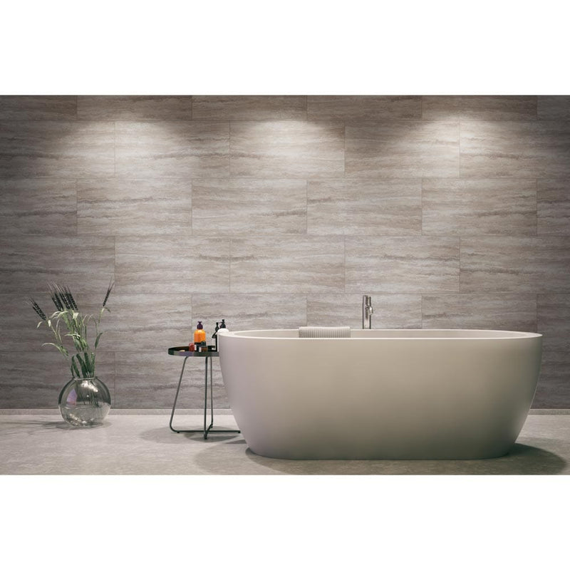 Pietra venata gray polished porcelain floor and wall tile msi collection NPIEVENGRA1224P product shot bath view