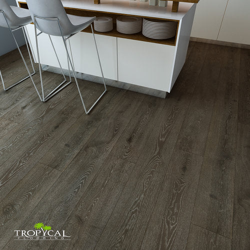 Laminate Hardwood 7.75" Wide, 72" RL, 12mm Thick Textured Legendary Ruby Tempest Floors - Mazzia Collection room shot kitchen room view 3