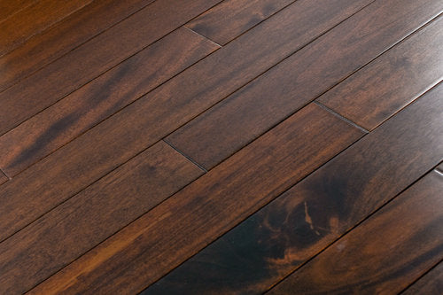 Solid Hardwood Pitch Comodo Indo Mahogany 4.75" Wide, 52" RL, 3/4" Thick Smooth Floors - Mazzia Collection product shot tile view 2