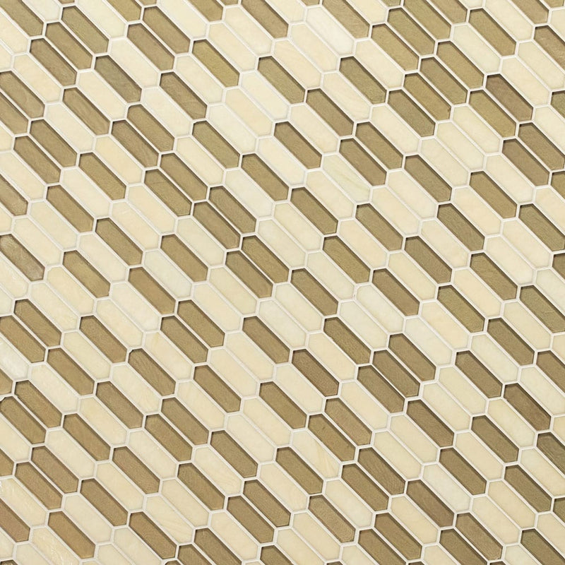 Pixie gold 9.82 x 11.5 paper face glass mosaic wall tile SMOT GLSPK PIXGLD6MM product shot angle view