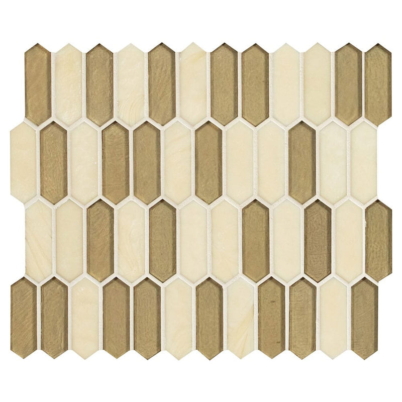 Pixie gold 9.82" x 11.5" paper face glass mosaic wall tile SMOT-GLSPK-PIXGLD6MM product shot multiple tiles wall view
