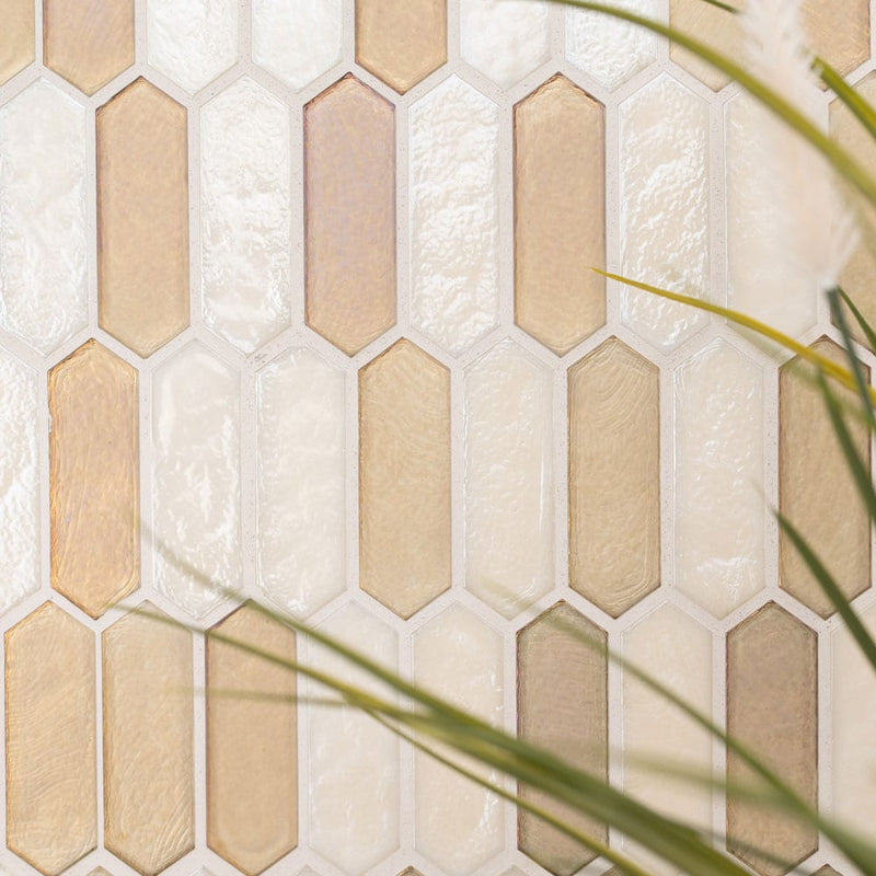 Pixie gold 9.82" x 11.5" paper face glass mosaic wall tile SMOT-GLSPK-PIXGLD6MM product shot room view 3