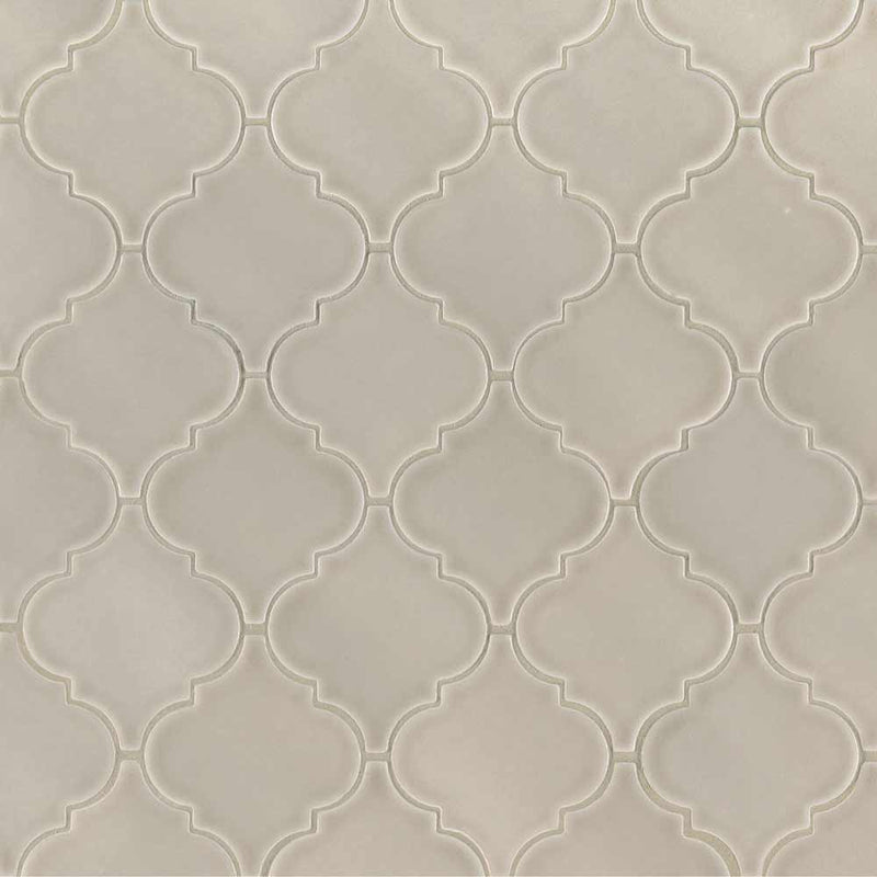 Portico pearl arabesque 10.83X15.5 glossy ceramic mesh mounted mosaic tile SMOT PT PORPEA ARABESQ product shot multiple tiles top view