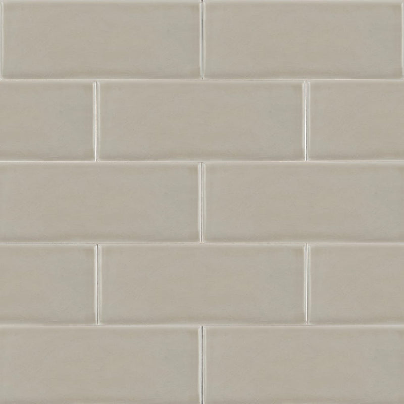 Portico pearl handcrafted 4x12 glossy ceramic wall tile SMOT-PT-PORPEA412 product shot multiple tiles wall view