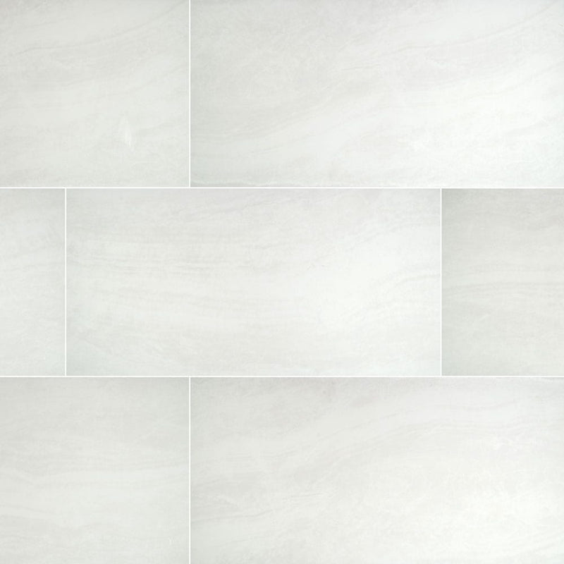 Praia white 12x24 polished porcelain floor and wall tile NPRAWHI1224P product shot multiple tiles top view