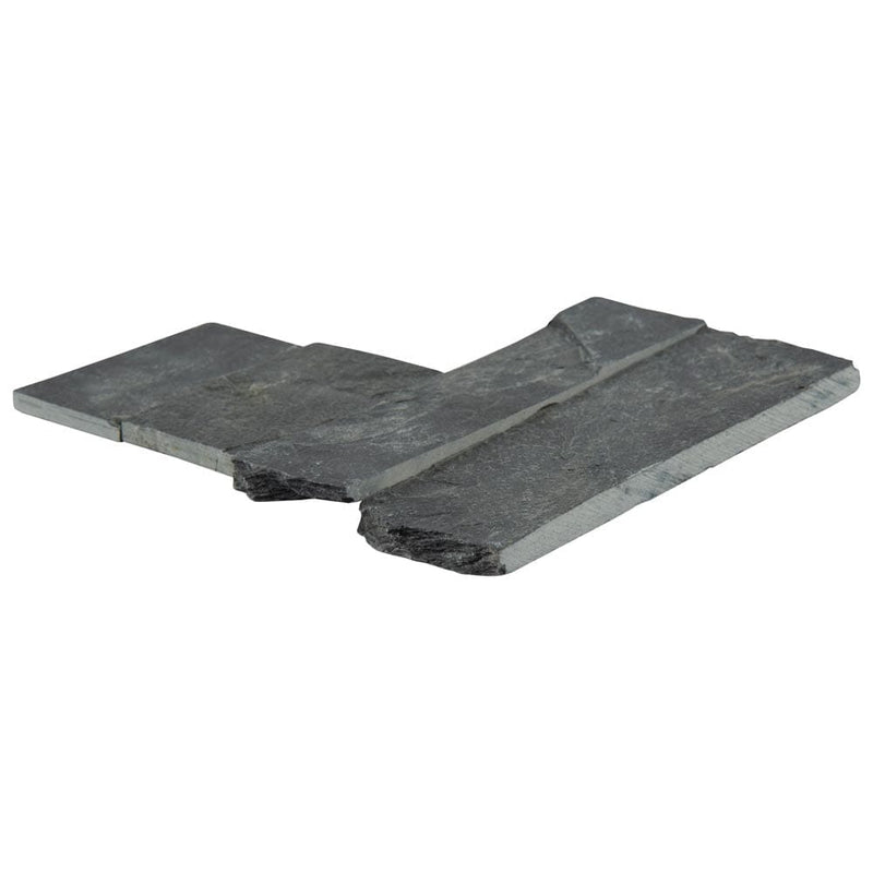 Premium black mini splitface ledger corner 4.5X9 natural slate wall tile LPNLSPREBLK4.59COR MINI product shot profile view
