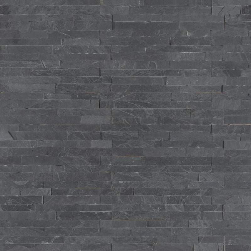 Premium black mini splitface ledger panel 4.5X16 natural slate wall tile LPNLSPREBLK4.516 MINI product shot multiple tiles top view