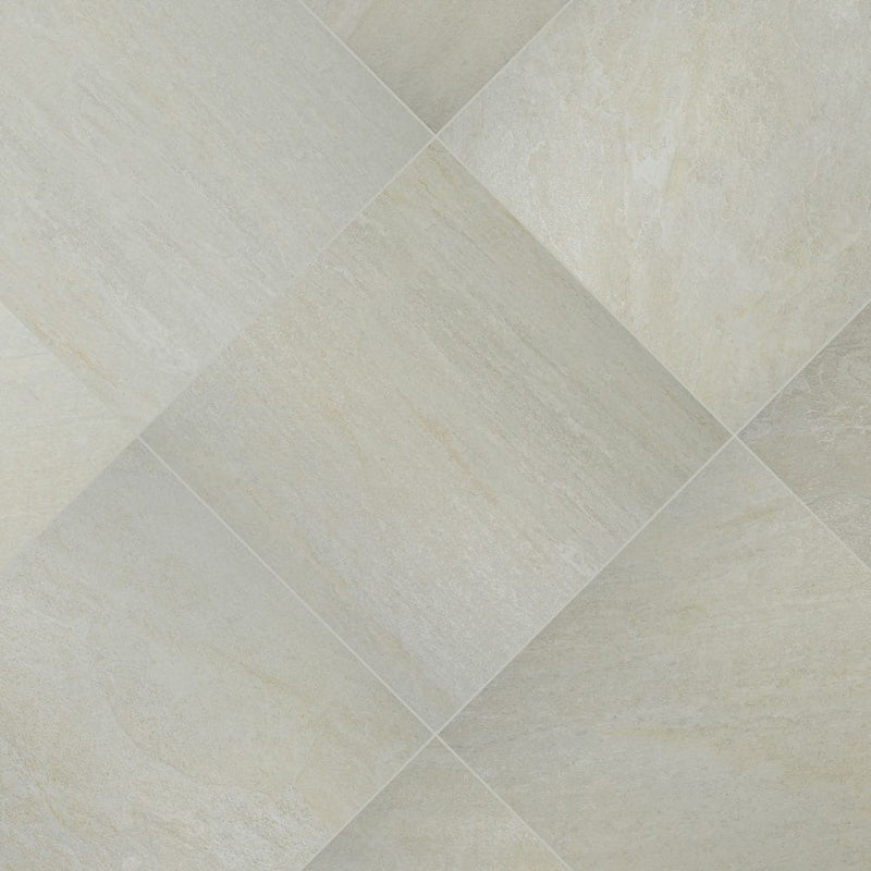 Quartz white 24x24 glazed porcelain floor and wall tile NQUAWHI2424 product shot angle view