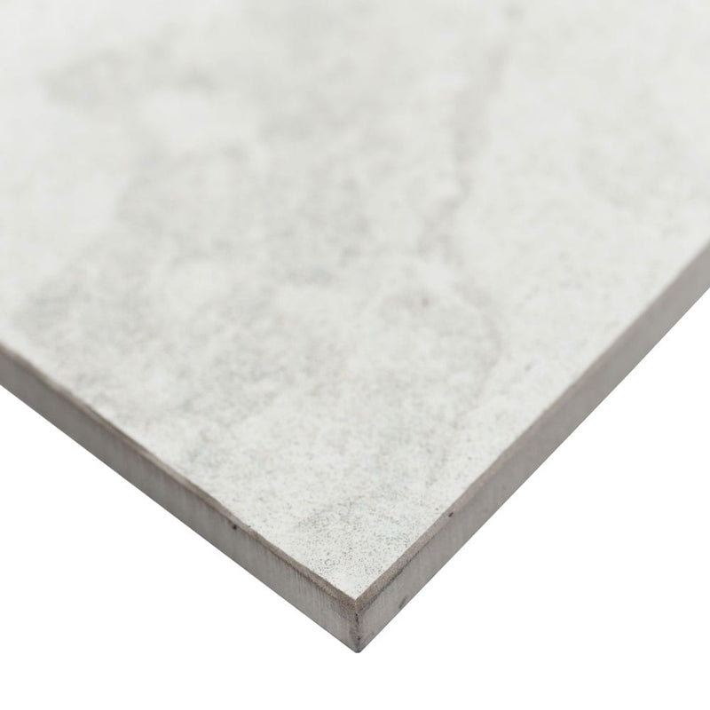 Quartz white 24"x24" glazed porcelain floor and wall tile NQUAWHI2424 product shot profile view