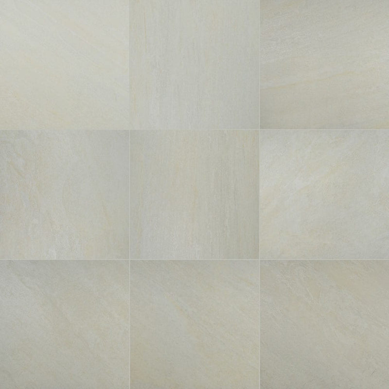 Quartz white 24"x24" matte porcelain paver floor tile LPAVNQUAWHI2424 product shot closeup view
