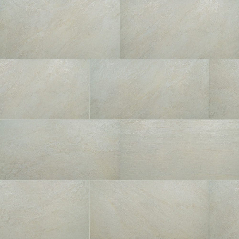 Quartz white 24"x48" glazed porcelain floor and wall tile NQUAWHI2448 product shot wall view