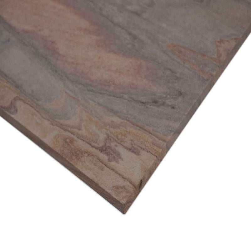Rainbow teakwood 12 in x 12 in honed sandstone floor and wall tile STEKRAIN1212G product shot profile view