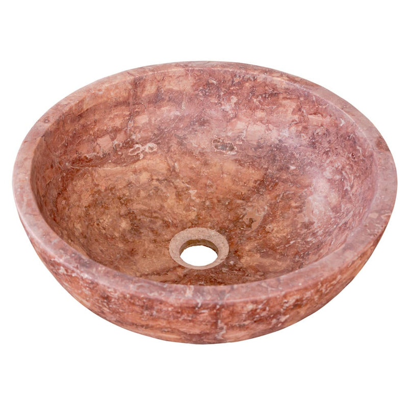 Red Travertine Natural Stone Round Above Vanity Bathroom Sink Honed/Matte (D)16" (H)6" product shot angle view