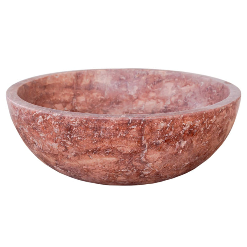 Red Travertine Natural Stone Round Above Vanity Bathroom Sink Honed/Matte (D)16" (H)6" side view