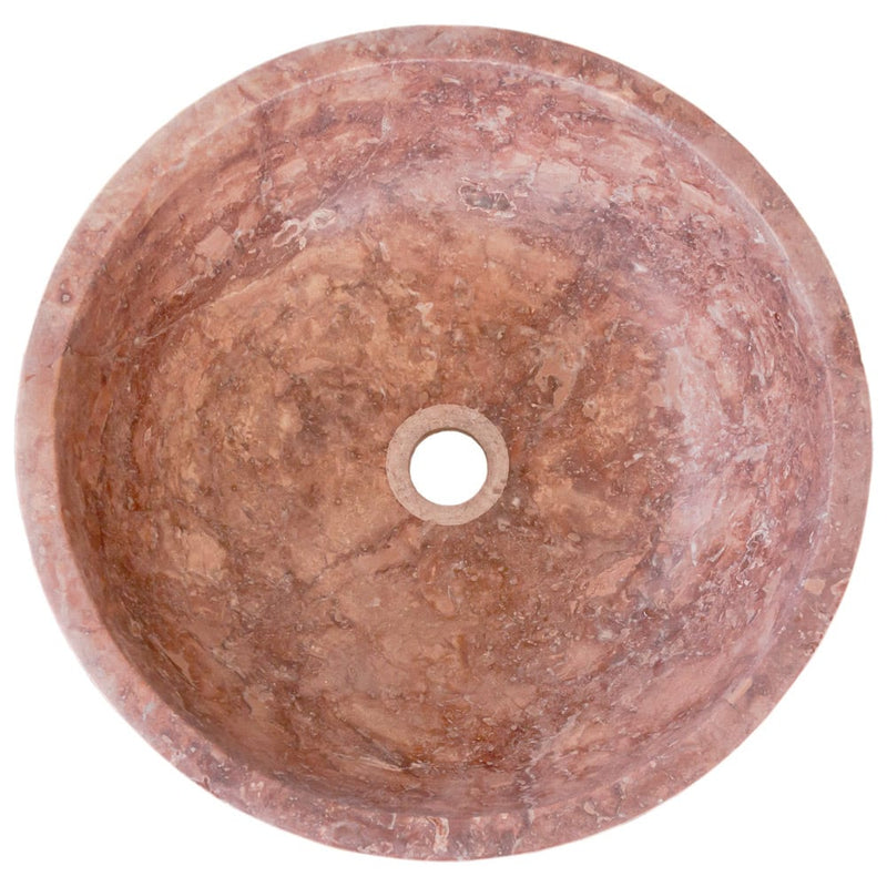 Red Travertine Natural Stone Round Above Vanity Bathroom Sink Honed/Matte (D)16" (H)6" top view