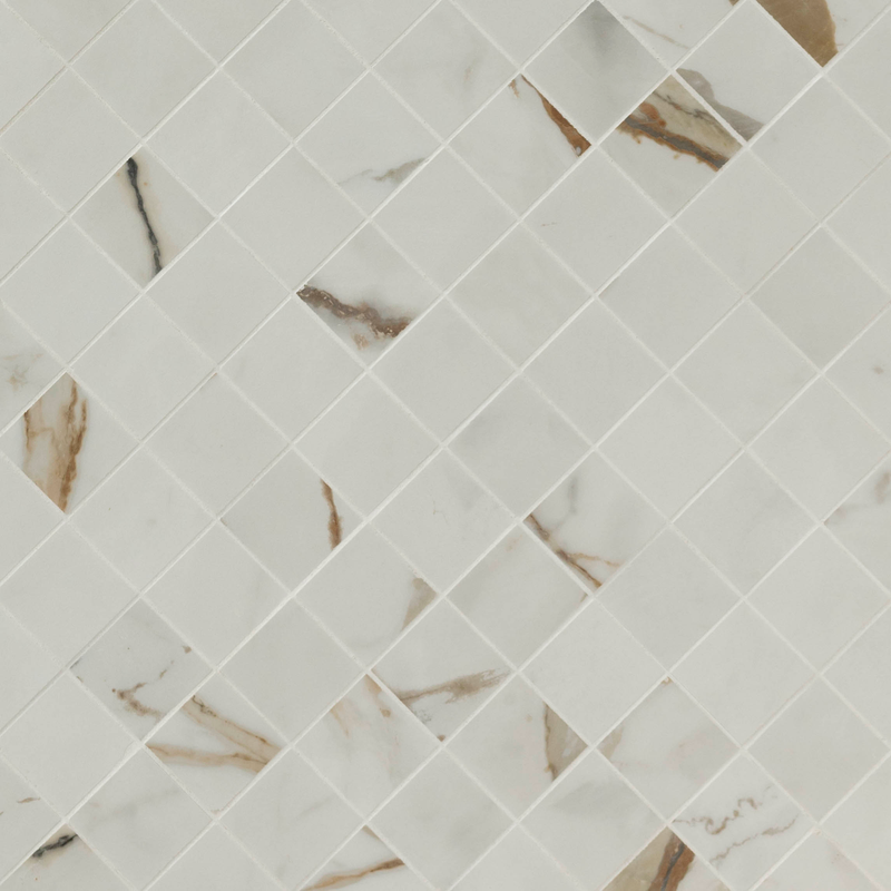 Regallo calacatta marbella 2x2 matte porcelain NREGCALMAR2X2 mosaic tile  msi collection product shot angle view