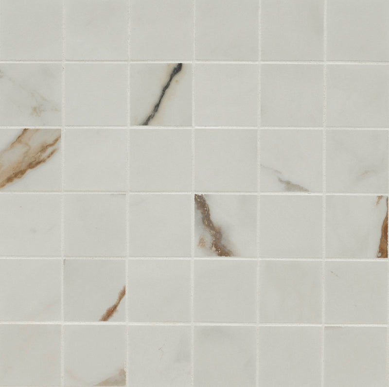 Regallo calacatta marbella 2x2 matte porcelain NREGCALMAR2X2 mosaic tile  msi collection product shot wall view