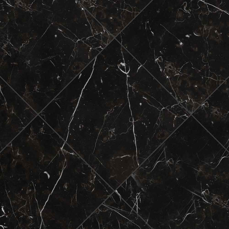 Regallo marquina noir 24x24 polished porcelain floor and wall tile NREGMARNOI2424P product shot angle view
