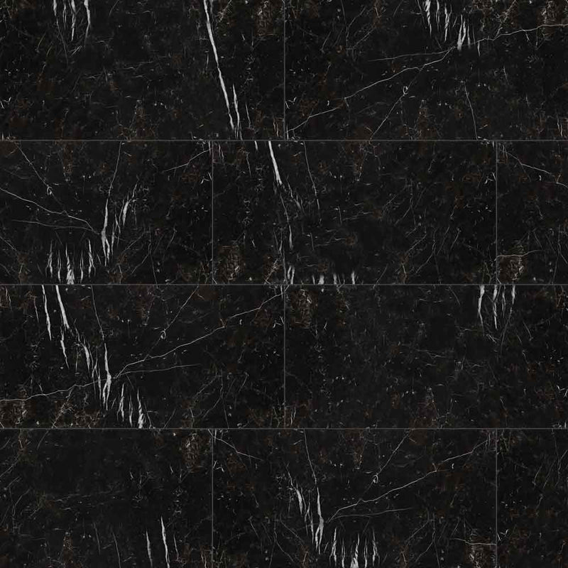 Regallo marquina noir 24x48 polished porcelain floor and wall tile NREGMARNOI2448P product shot wall view 2