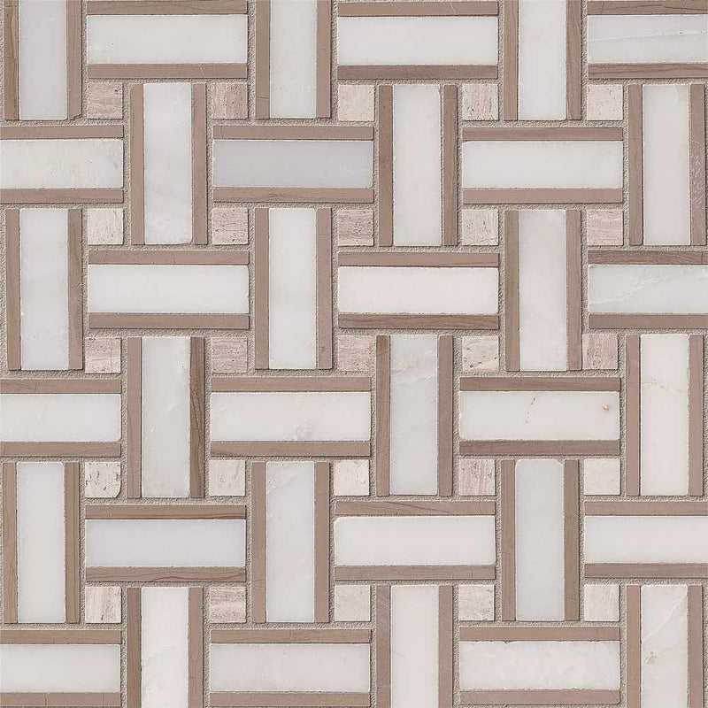 Renaissance 12X12 marble mesh mounted mosaic floor and wall tile SMOT RENAI BW10MM product shot multiple tiles close up view