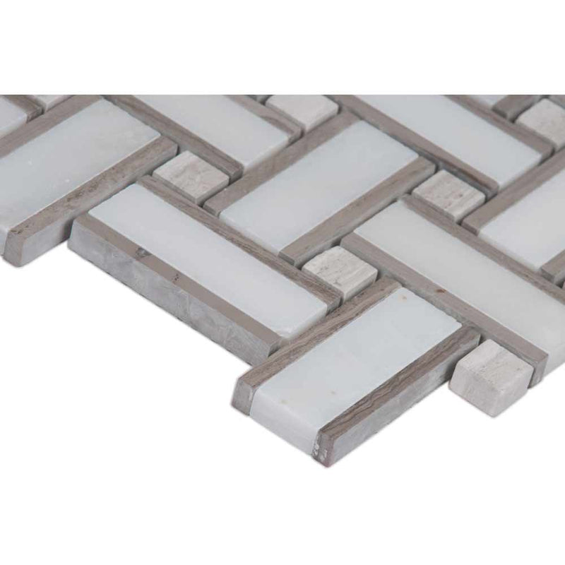 Renaissance 12X12 marble mesh mounted mosaic floor and wall tile SMOT-RENAI-BW10MM product shot profile view