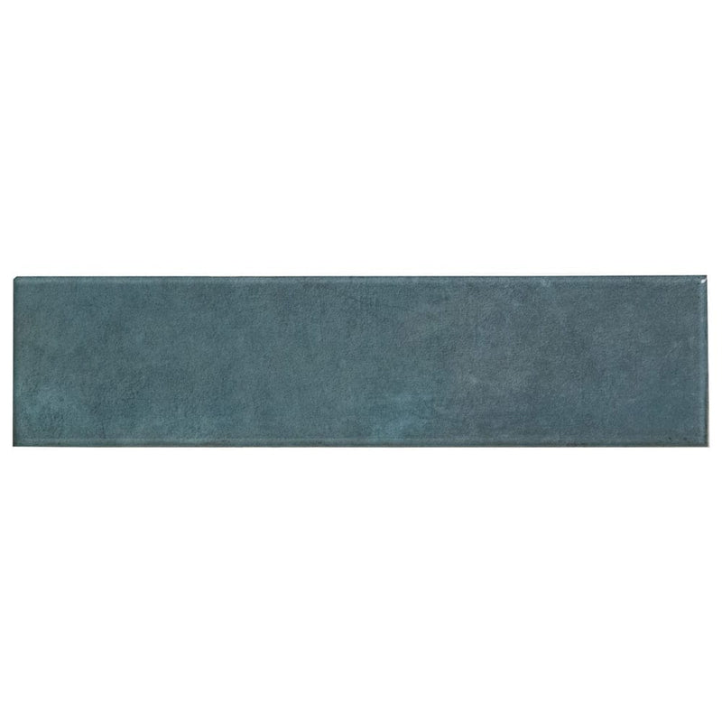 Renzo denim 3x12 glossy ceramic blue wall tile NRENDEN3X12 product shot single tile top view