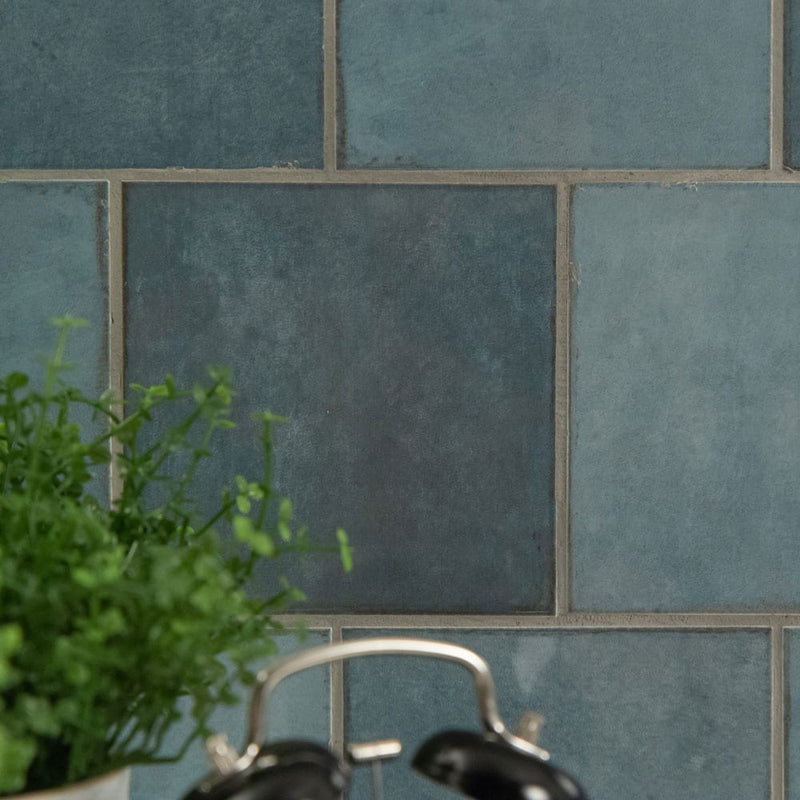 Renzo denim 5-x5 glossy ceramic blue wall tile NRENDEN5X5 product shot multiple tiles wall view 2